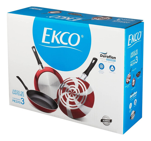 Juego De Sartenes Ekco,3 Piezas Con Antiadherente :o