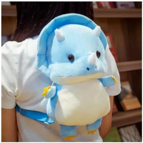 Peluche Mochila De Felpa 3d Triceratops Celeste Celeste