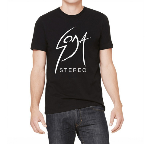 Imagen 3 de 5 de Remera Negra Soda Stereo Rock Música Algodón Peinado Premium