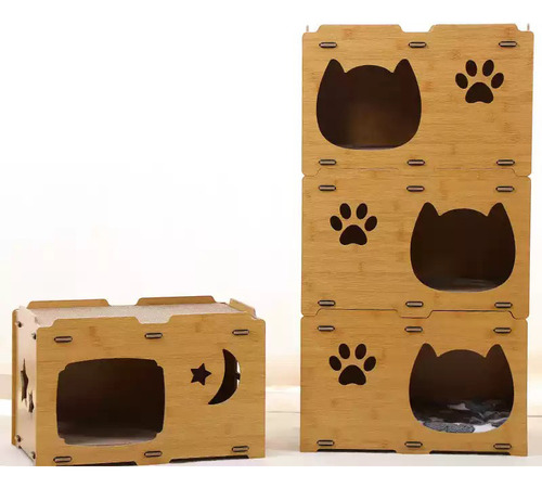 Rascador Estilo Casa Cueva Para Gatos Con 1 Rascador 1 Cojin