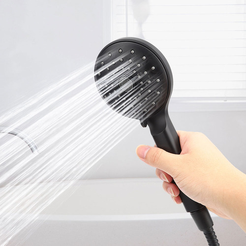 Ducha De Mano Negra Mate G1/2 Pulgadas Presurizada De 2 Func