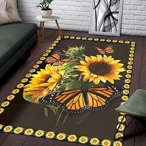 Hermosa Alfombra De Girasol Y Mariposa Para El Salón Comedor