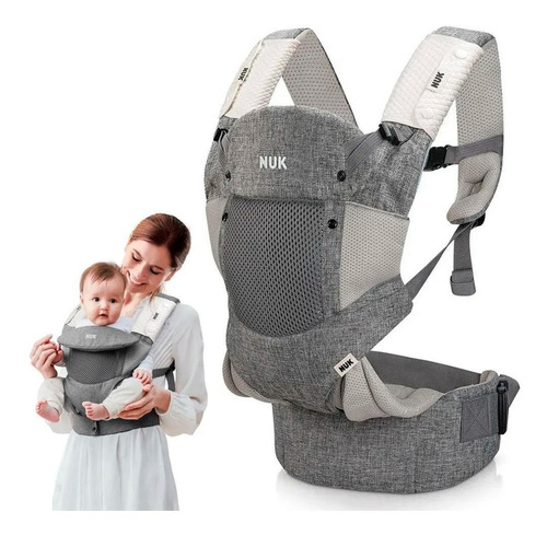 Canguru Para Bebe Nuk Ergonomic Comfort 3 Em 1 Cinza