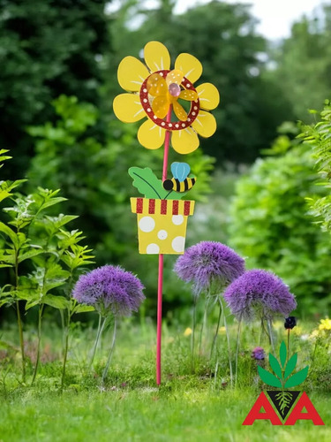 Tutor Decorativo Para Jardín Molinillo Flor Giratoria Grande