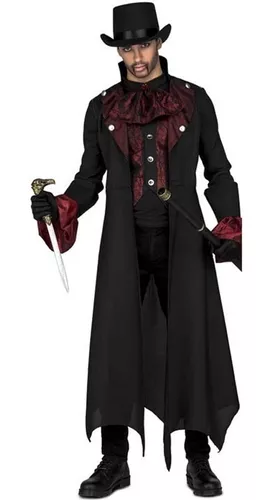 Fantasia de Halloween Masculina Adulto Vampiro de Luxo Com Capa e