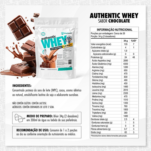 Kit Creatina 250g + Authentic Whey Chocolate 900g - Wise