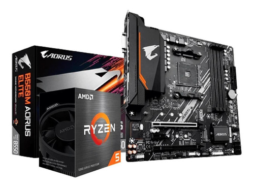 Kit Amd Ryzen 5 5600g Placa Mãe Gigabyte B550m Aorus Elite