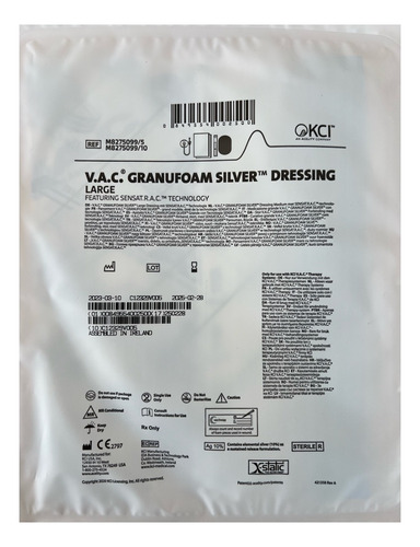 Gasa espuma VAC Granufoam Silver Dressing de 25cm x 15cm x 1u