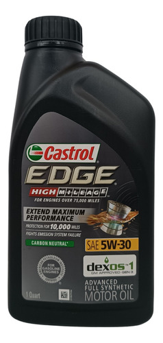 Aceite Sintético 5w30 Castrol Edge High Mileage 946 Ml 1 Qt