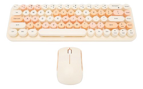 Combo De Mouse Del Teclado 2.4ghz Wireless Cute Retro 68