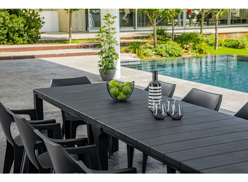 Mesa De Terraza Plastica Julie Doble Keter Color Grafito