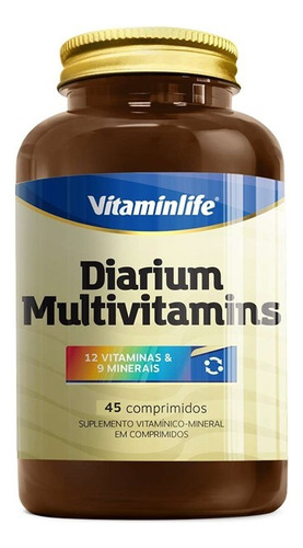 Diarium Multivitamins 45 Cápsulas - Vitamin Life Sabor Sem Sabor Val 04/20 (S)