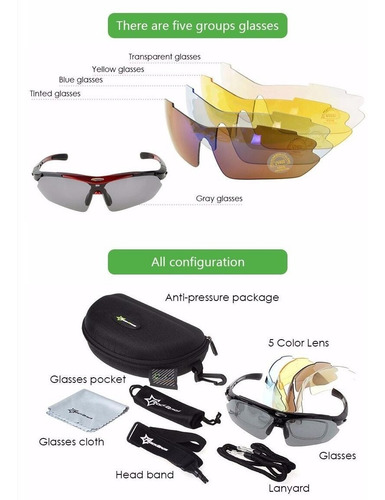 Imagem 5 de 9 de Óculos Rockbros Bicicleta Ciclismo Bike Polarizado 5 Lentes