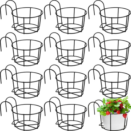 12 Macetas Colgantes De 15 Cm Soporte Negro Estante Hierro