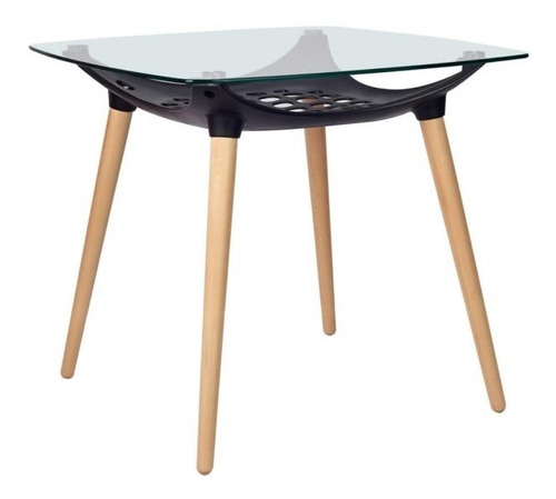 Mesa Comedor Escritorio Cuadrada Vidrio Madera Rhuna