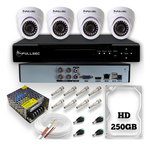 Kit 4 Camera Segurança Completo Visão Noturna 2.8mm Fullsec
