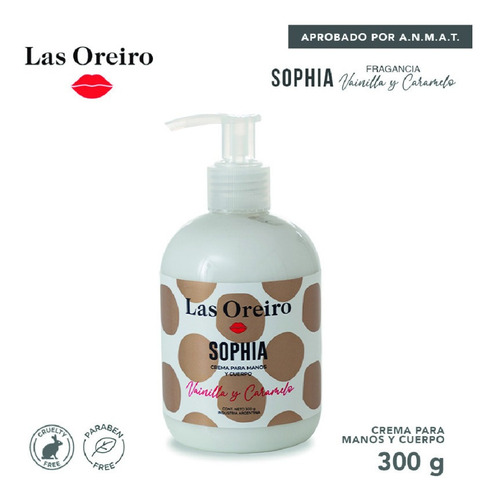 Las Oreiro Crema Manos Cuerpo Sophia X300g Vainilla Caramelo