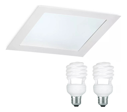 Spot Plafon De Embutir + 2 Lamparas Led Blanco 16x16cm