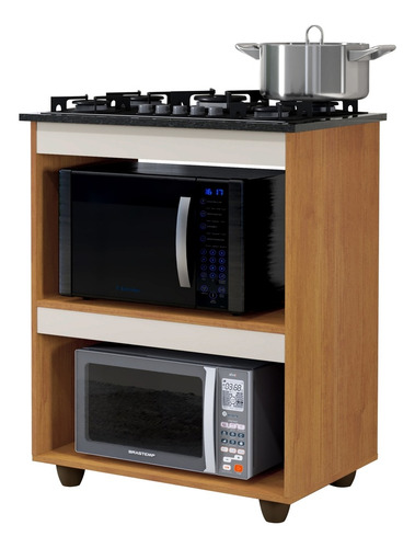 Balcão Para Cooktop 4 Bocas Turim Kaiki Moveis Nat/off