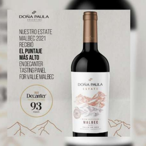 Imagen 3 de 10 de Vino Doña Paula Estate Malbec Cosecha 2021 Caja X 6 X 750ml.