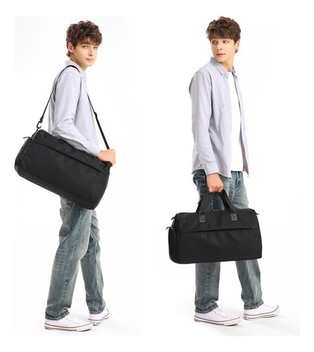 Maleta Gran Capacidad Deportivas Bolsa Gym Viaje Mochila Negro Lisa