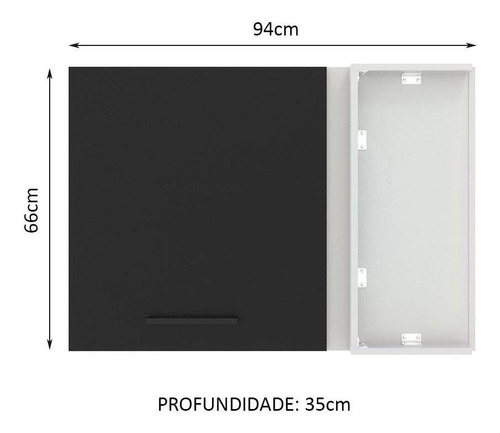 Armário Aéreo De Canto Madesa Agata 1 Porta - Branco/preto