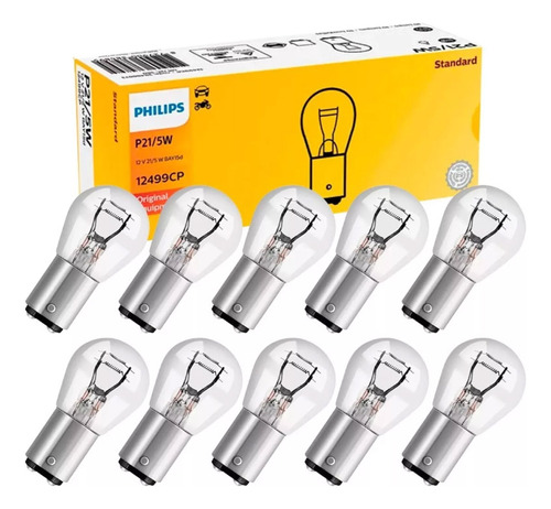 Lâmpada Philips 12v 21w Cristal 2 Polos 10 Unidades