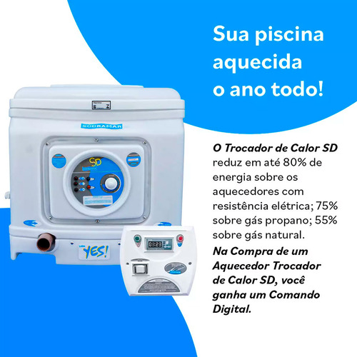 Troca De Temperatura Sodramar Para Piscina Até 85 Mil Litros