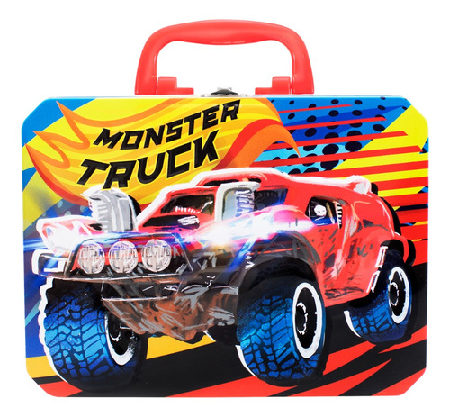 Lonchera Para Niños Escolar Metálica Monster Truck