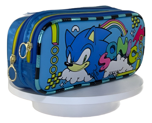 Kit Escolar Sonic 3d Con Luz Infantil Primaria Ruz Azul Claro Sonic