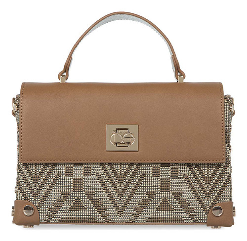 Bolsa Briefcase Para Mujer Cloe Rafia Diseño Mediano Color Marrón
