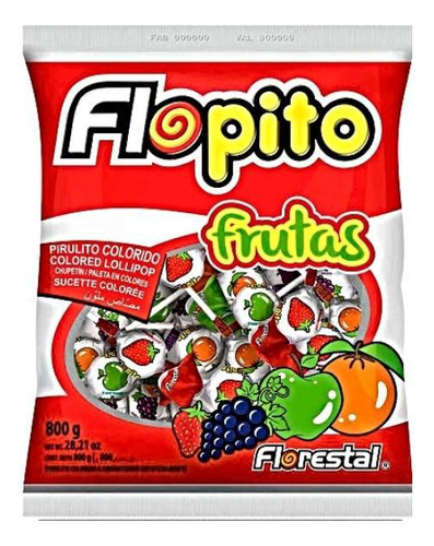 Pirulito Flopito Frutas 800gr 100 Unid