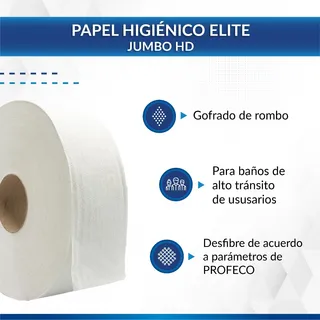 Papel Higiénico Elite® Jumbo 400 Mts C/6 Rollos 9 Cm
