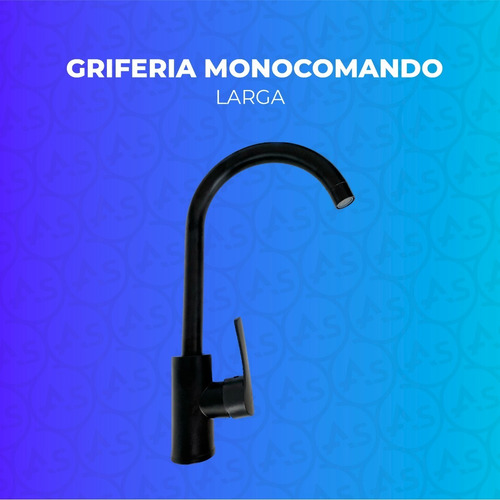 Imagen 2 de 10 de Grifería Canilla Monocomando Larga Cocina Negra Mate Mesada