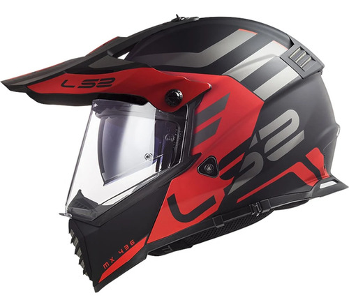 Casco Motocross Ls2 Mx 436 Pioneer White Black Visor Negro