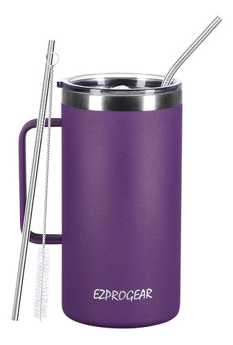 Ezprogear Taza Camping Acero Inoxidable Mango Uva Morada