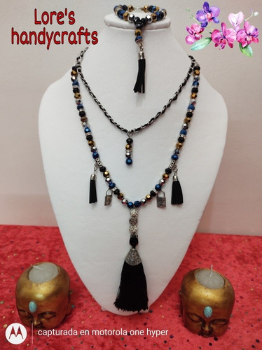 Collar,rosario Cruz Porfis,mano Fatima,frida,con Pulseras