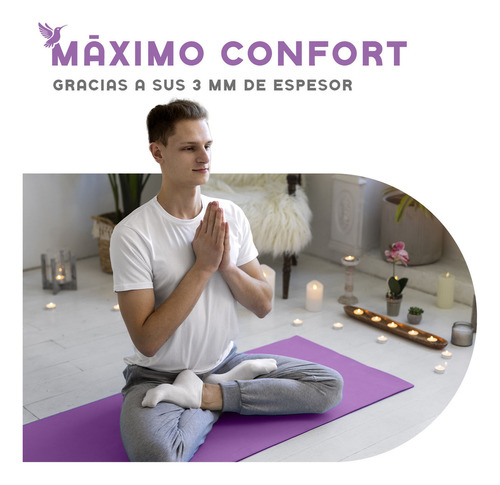 Tapete De Yoga Muuk Fitness 3 Mm Ejercicio Y Relajación Color Lila
