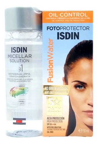Fotoprotector Fusion Water Spf50 + Agua Micellar 100ml Isdin