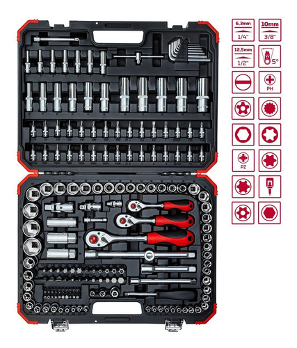 Imagem 1 de 5 de Jogo Soquetes Gedore Red Kit Ferramentas 172 Peças R45603172