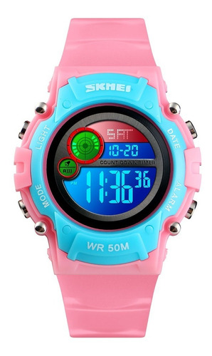 Reloj Skmei 1477 Niños Luz Multicolor Crono Alarma Gtia