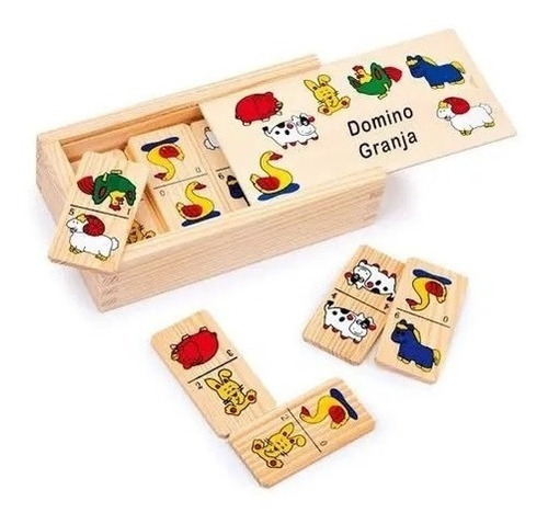 Domino Madera Infantil Juego Didáctico Animales Niños Niñas