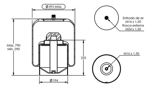 Bolsa De Ar Suspensor Terceiro Eixo Mb Axor Actros Completa