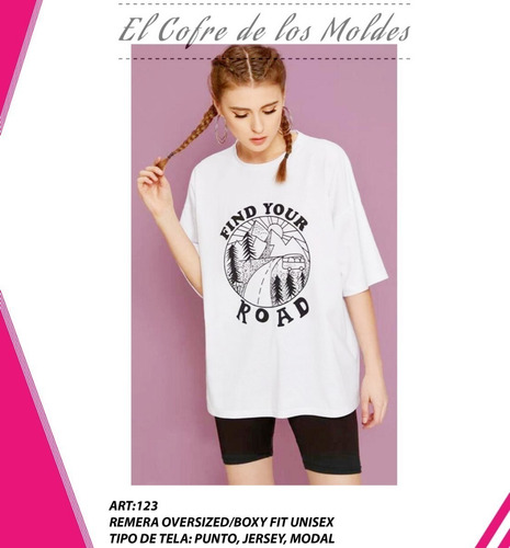 Imagen 1 de 2 de Molde Digital Remera Oversize, Patron Pack Talles Xs Al Xxl