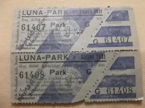 Dos Entradas De Boxeo Alemanas En El Luna-park Año 1931.