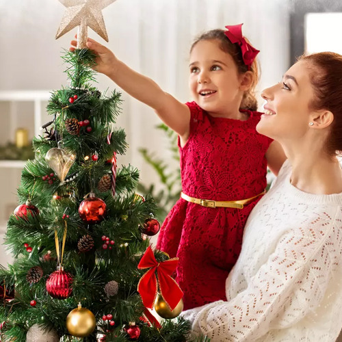Árbol De Navidad Artificial 2.1m Frondoso Verde 1000 Ramas
