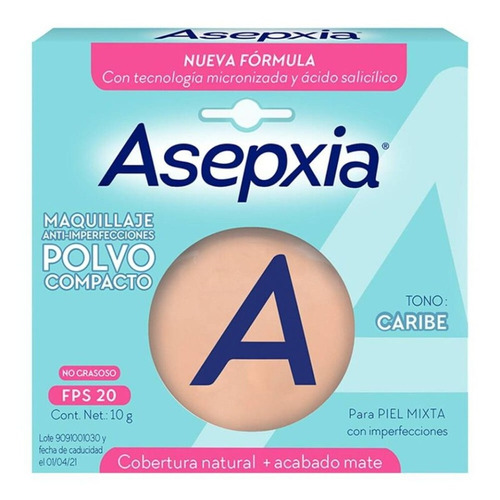 Maquillaje En Polvo Compacto Asepxia Para Piel Mixta De 10 G
