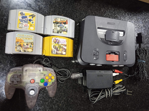 Nintendo 64 N64 + 1 Control + 4 Juegos Zelda Y Expancion Pak