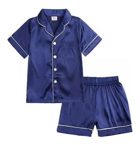 Imagem 1 de 5 de Pijama De Cetim Infantil Camisa E Short Luxo