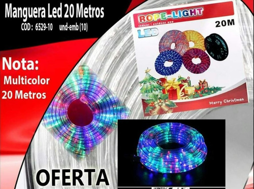 Manguera Tira De Luces Led De Navidad Multicolor 20 Mts